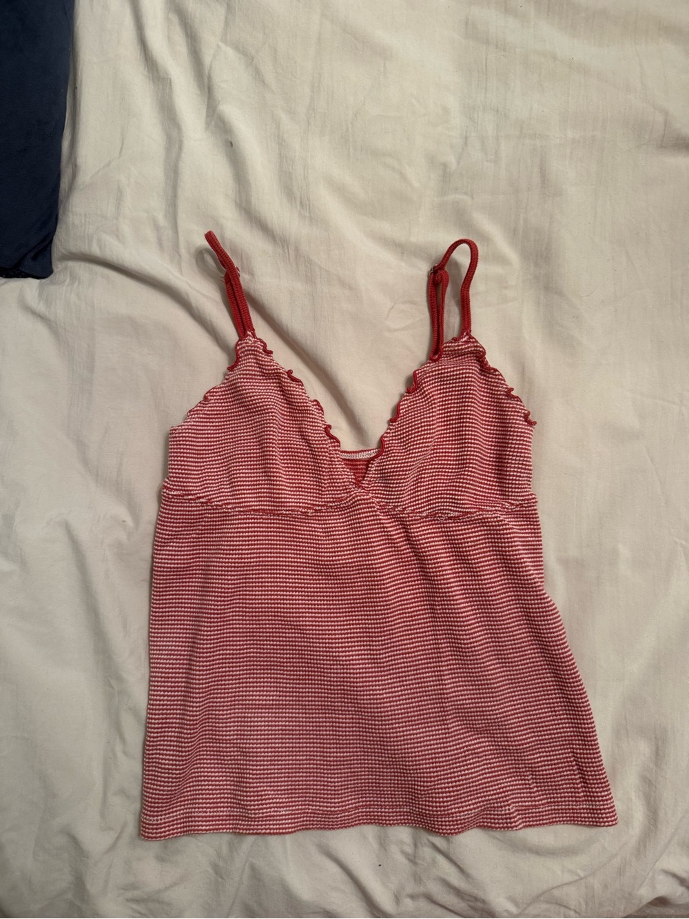 Brandy Melville Red and White Striped Ribbed Tank Top